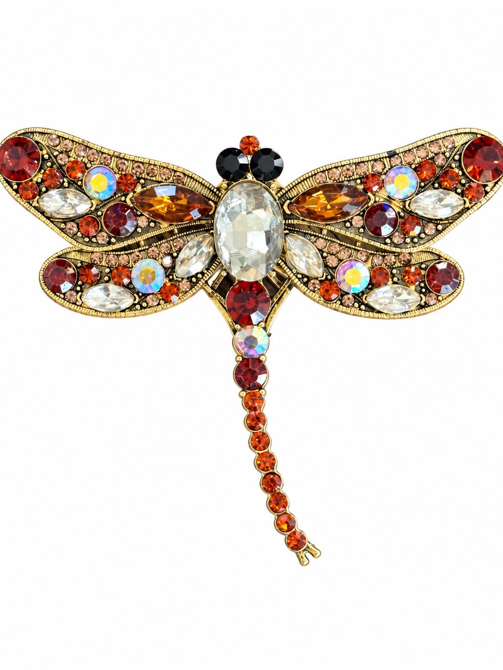 Multicolor Crystal Dragonfly Brooch - Women Jewelry
